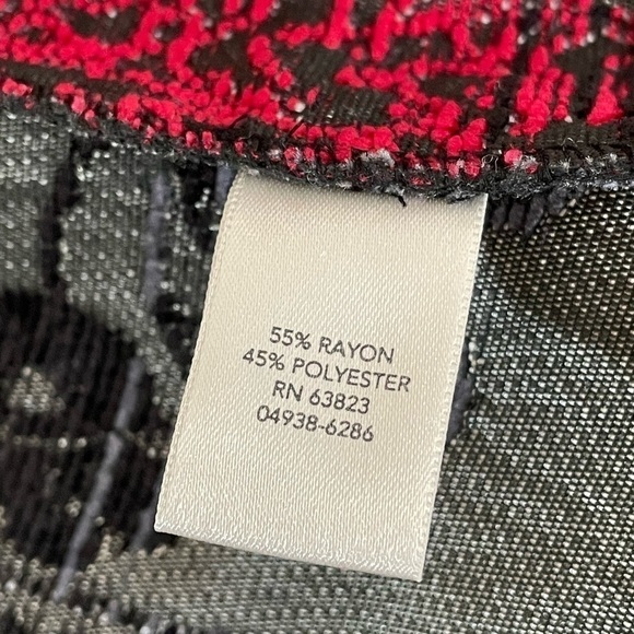 Christopher & Banks Zip Tapestry Blazer Red/Gray/Black Mandarin Collar Large - Picture 9 of 10